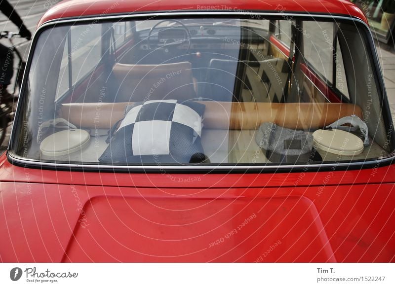 Lada hat shelf Transport Means of transport Passenger traffic Motoring Vehicle Car Kitsch Cushion lada Rack Rear Window Colour photo Exterior shot Deserted Day