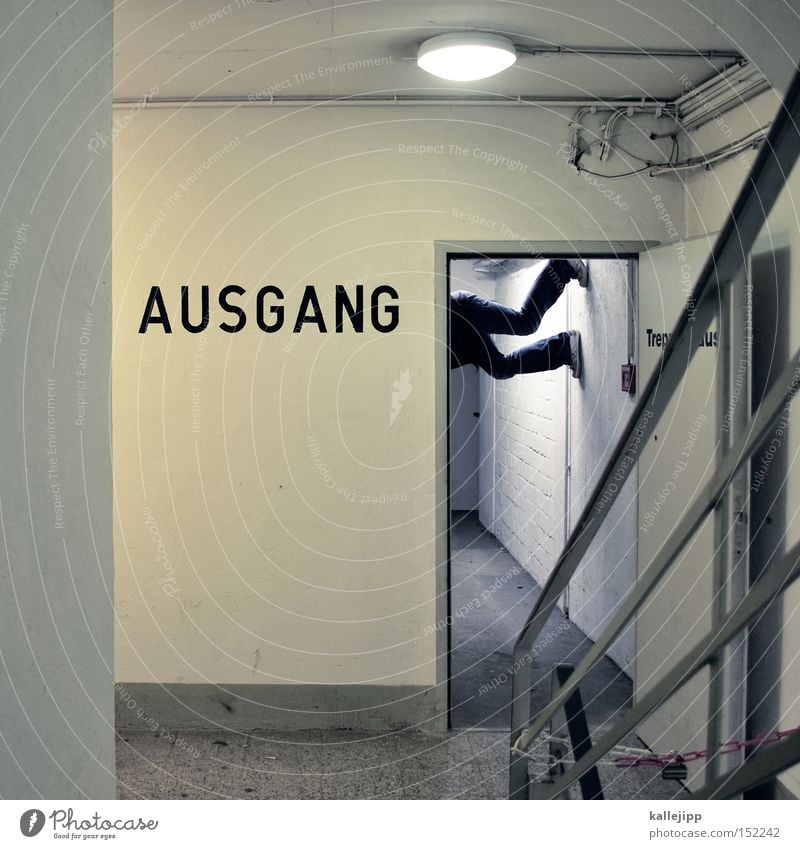 drop out Man Human being Way out Nonconformist Pierce Resign Go crazy To enjoy Final End Entrance Door Road marking Legs Handstand Signs and labeling Handrail