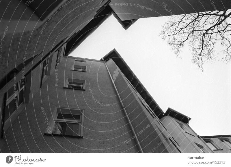 Ekzorzist the last 08 Corner House (Residential Structure) Courtyard Berlin Potsdam Window Backyard Stairs Analog Eaves Roof Sky Symmetry Looking Gloomy Story