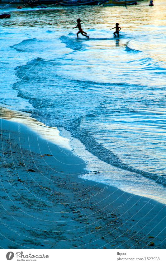 thailand kho phangan bay abstract of a blue gold Vacation & Travel Tourism Trip Freedom Summer Beach Island Child Nature Sand Beautiful weather Rock Coast River