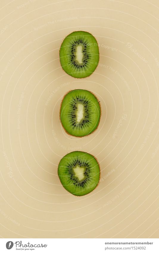 Kiwi Trio II Art Work of art Esthetic Kiwifruit Division Green Beige Healthy Eating 3 Symmetry Geometry Row Tropical fruits Delicious Decoration Colour photo