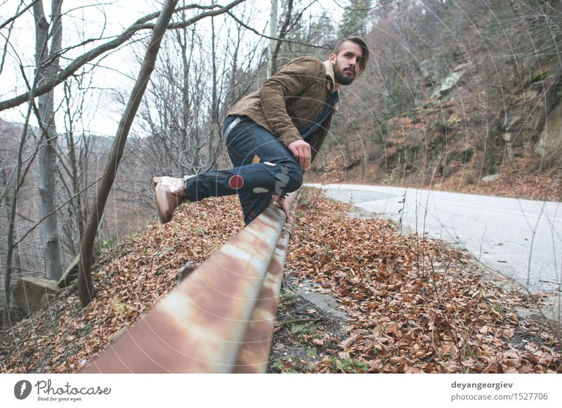 Young men walking Vacation & Travel Trip Adventure Human being Boy (child) Man Adults Youth (Young adults) Nature Landscape Sky Park Street Loneliness away