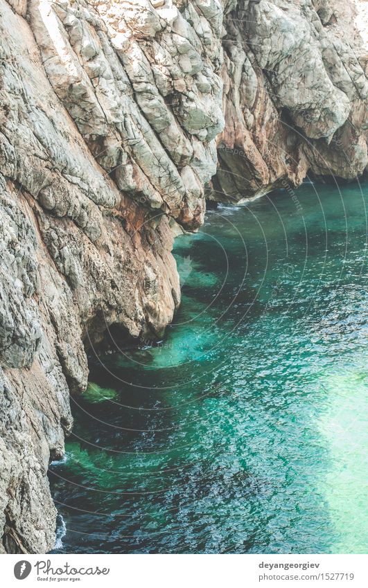 Rocks and sea Relaxation Vacation & Travel Summer Beach Ocean Nature Landscape Coast Stone Blue water background Cliff seascape Scene wave bay tranquil