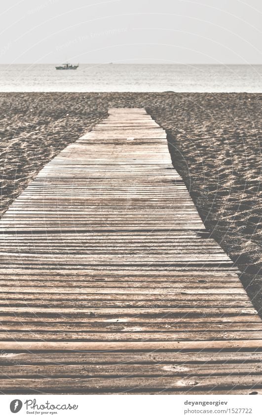 Beach and wooden trail. Relaxation Vacation & Travel Summer Ocean Nature Landscape Sand Coast Lanes & trails Wood Brown walkway Florida boardwalk water Jetty