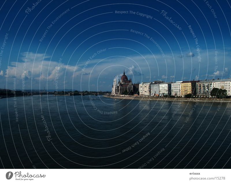 Danube Skyline Budapest Moody Dark Europe Blue