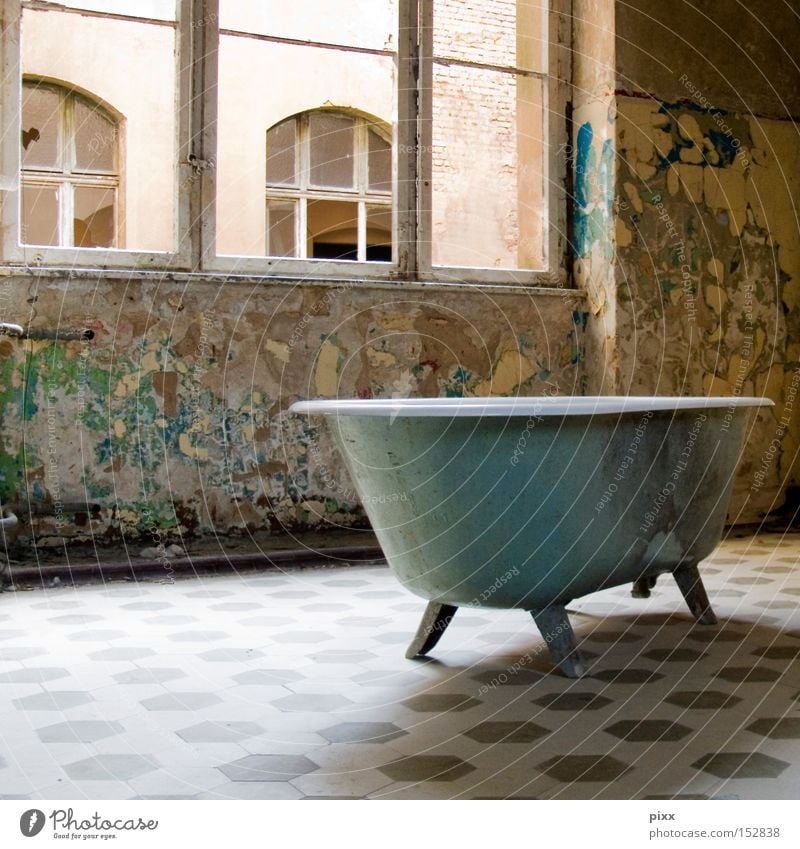 bathing day Bathtub Bathroom Old building Derelict Decline Shabby Broken Object photography Interior shot Window Deserted Period apartment Tumbledown Historic