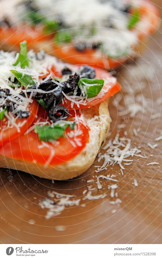 Before Food Cheese Dough Baked goods Roll Esthetic Delicious Appetite Eating Snack Snackbar Mediterranean Tomato Olive Basil Basil leaf Parmesan Baguette