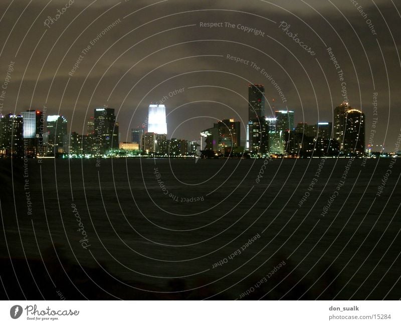 Miami Skyline Night Long exposure North America cloudykrazer Water