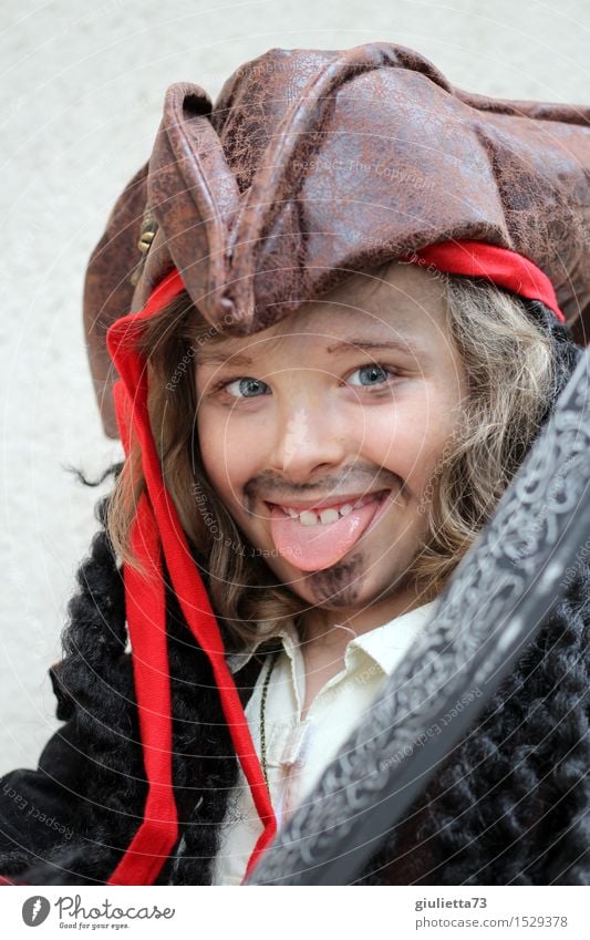 rascal or pirate | naughty boy in pirate costume Playing Children's game Dress up Roleplay Carnival Boy (child) Infancy Tongue 1 Human being 3 - 8 years