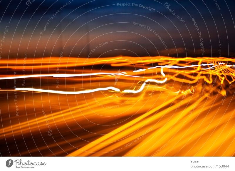 Sharp curves Night life Street Highway Driving Speed Yellow Colour Radiation Electricity In transit Crazy Madness Experimental Line Colour photo Multicoloured