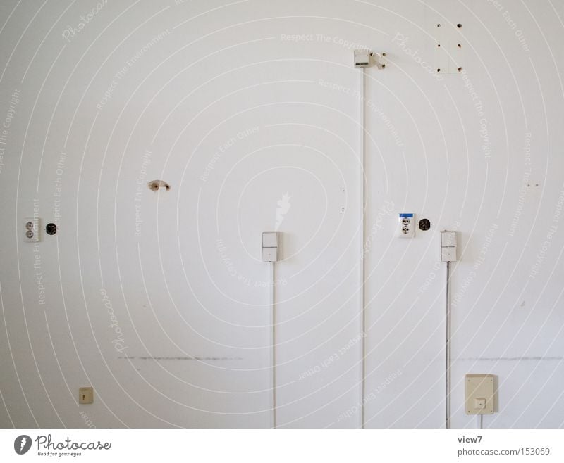 media Wall (building) Wall (barrier) Connection Tin Plaster Cable Terminal connector Pattern Structures and shapes Arrangement Services Cloth White Detail