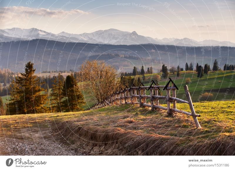 Spring countryside in Tatras mountains, south Poland Beautiful Vacation & Travel Tourism Snow Mountain Hiking Nature Landscape Sky Clouds Sunrise Sunset Tree