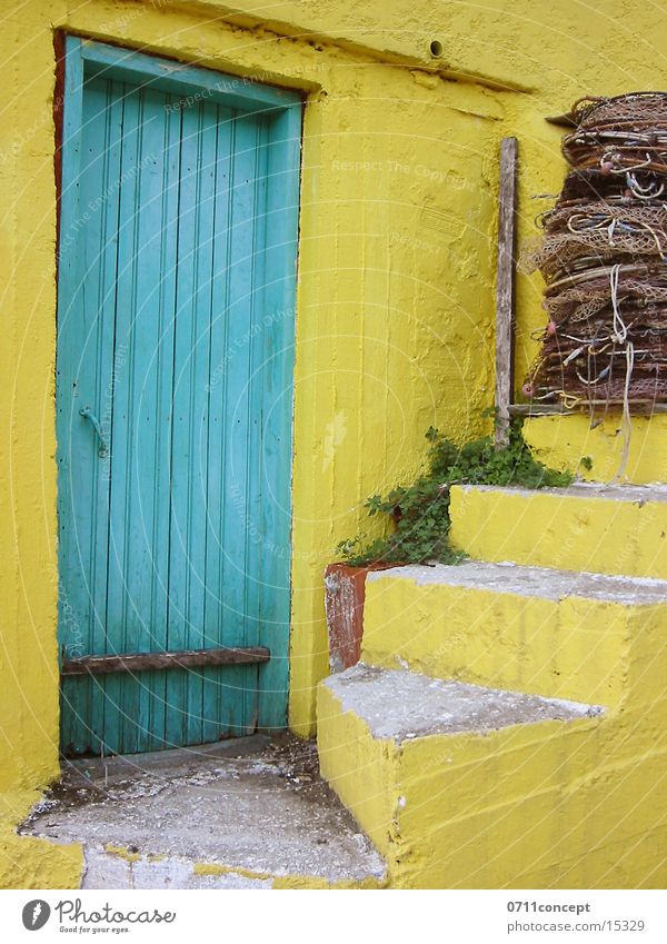 Greek Fisherman's House Greece Door Fieldstone house Historic Fishing net Access Vacation & Travel Yellow Green Vacation home Architecture fishing house Hut