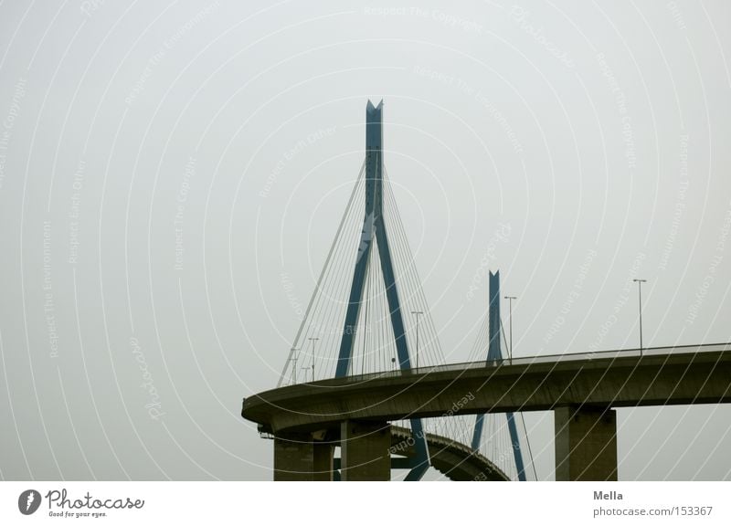 bridge Bridge Kohlbrand bridge Column Highway Hamburg Rope Round Curve Sky Gray A 7