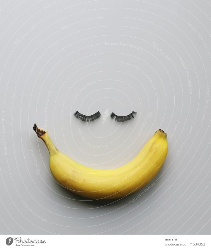 Miss Banana Food Fruit Nutrition Eating Feminine Accessory Emotions Moody Eyelash Funny Idea Smiling Laughter Sweet Snack Beautiful Yellow Creativity