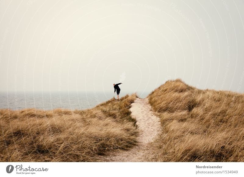 Walk barefoot.... Vacation & Travel Far-off places Ocean Human being Masculine Young man Youth (Young adults) Man Adults Elements Sand Water Bad weather Rain