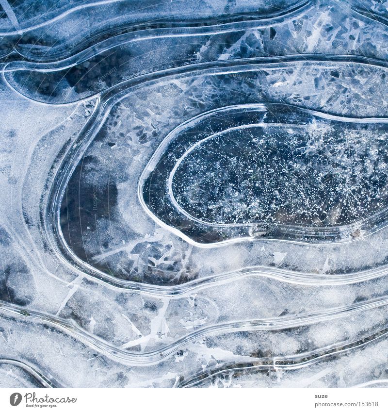 skating rink Winter Ice Frost Blue Circle Puddle Subsoil Crystal structure Blow Colour photo Subdued colour Exterior shot Structures and shapes Deserted Day