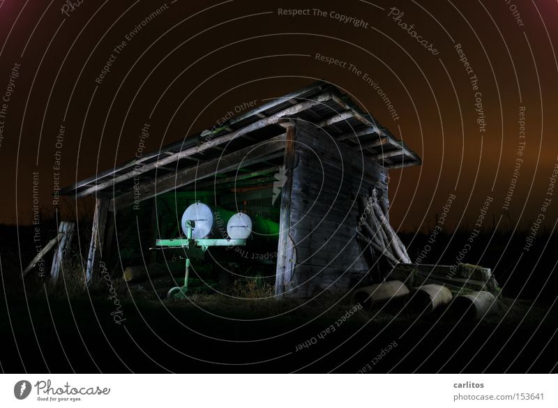 Village disco for donkeys and sheep Night Dark Light Green Long exposure Agriculture Light painting Colour farmer's disco Followers Barn shelter legal graffiti