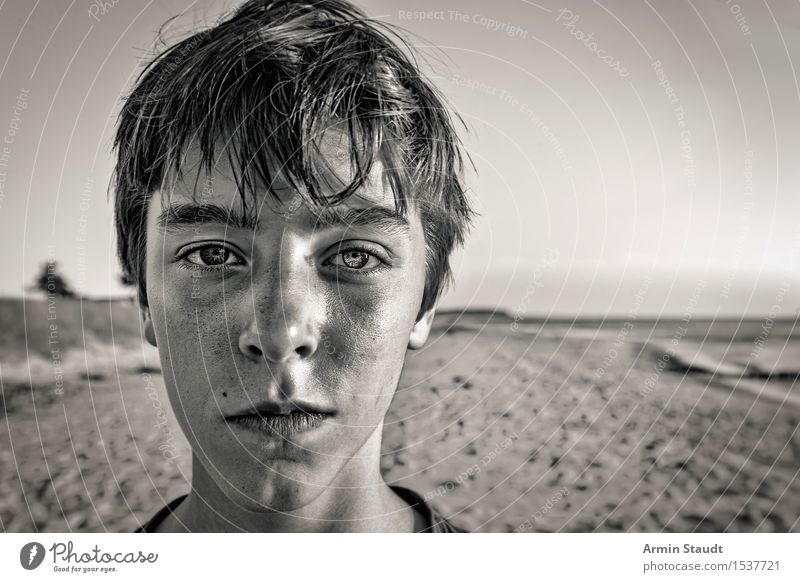 Portrait on the beach Lifestyle Style Beautiful Face Harmonious Well-being Contentment Senses Calm Vacation & Travel Summer Summer vacation Beach Ocean Waves