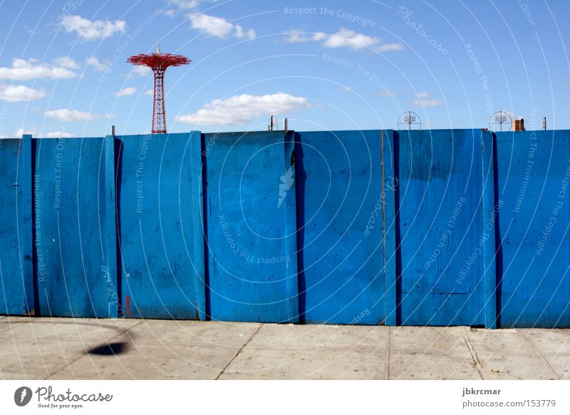 Coney Island Autumn Amusement Park New York City USA American Flag Fence Attraction Americas Leisure and hobbies Loneliness Empty Derelict