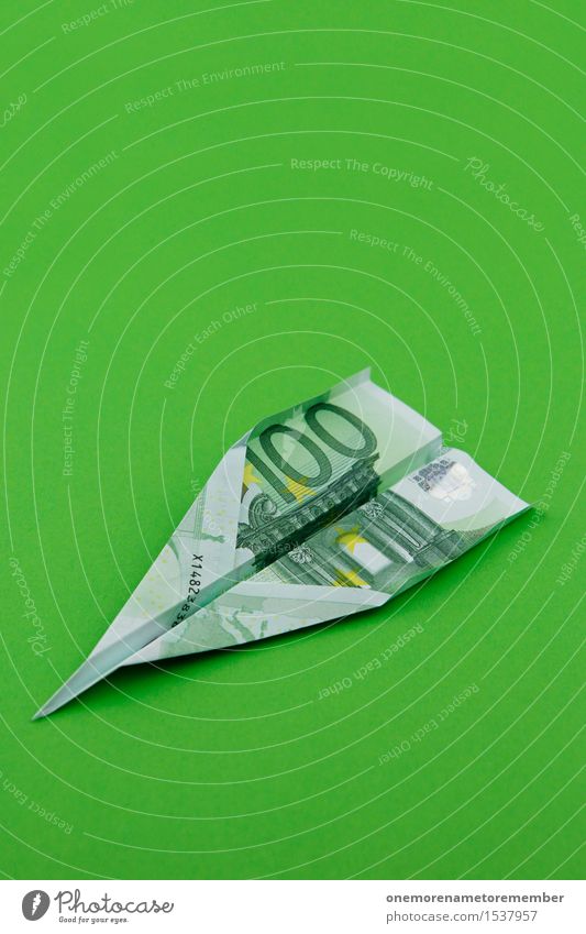 Euro-Fighter 100 Art Work of art Esthetic Green Grass green Euro bill Money Financial Crisis Business Capitalism Financial Industry Economy Airplane Might