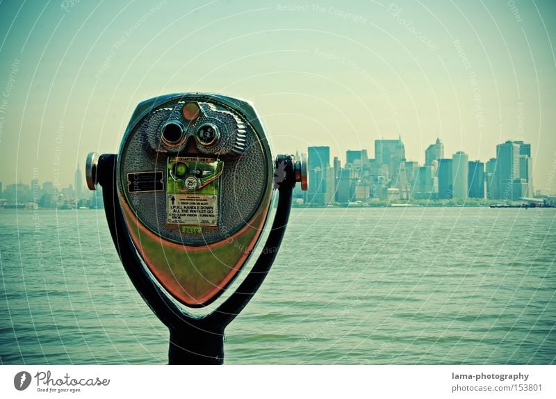 Enjoy the view Ocean Technology Advancement Future New York City Manhattan USA Americas Skyline High-rise Binoculars Telescope Large Vantage point