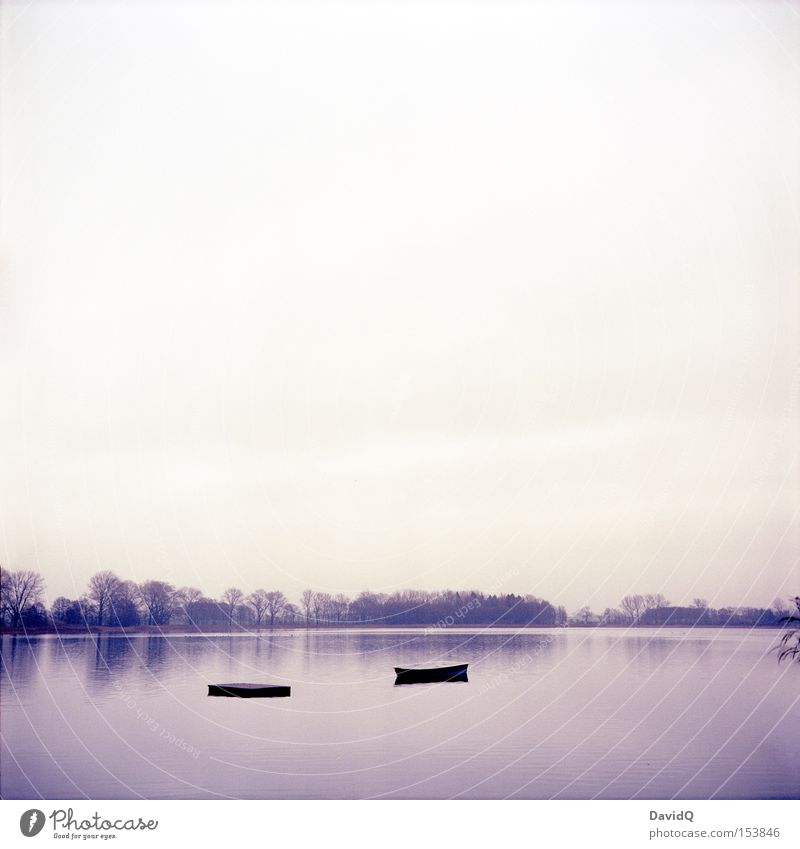 lake Lake Water Body of water Watercraft Motor barge Lakeside Tree Sky Winter Calm Surface of water Lake Rothen yashica