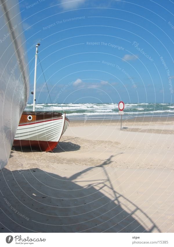 aground Ocean Watercraft Fishing boat Beach North Sea no access Sand Sun Shadow