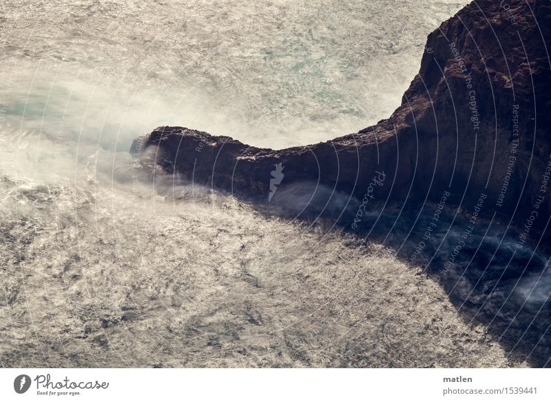 virile Nature Landscape Water Rock Waves Coast Reef Ocean Wet Natural Strong Brown Turquoise White Surf Long exposure White crest Colour photo Subdued colour