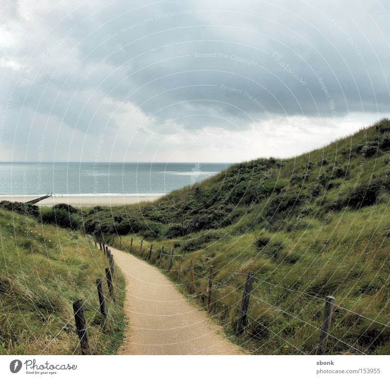 Here and Now Beach Ocean Lake Clouds Rain Weather Gale Lanes & trails Fence Netherlands Shadow