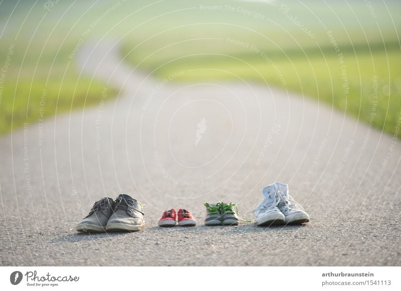 Family - common path Happy Parenting Child Parents Adults Family & Relations Partner Life 4 Human being Environment Nature Landscape Summer Meadow Field