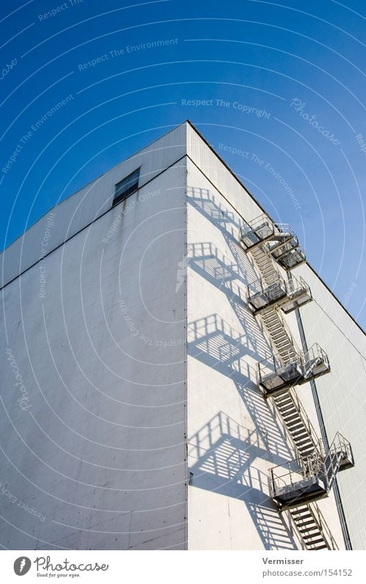 Skywards Building Stairs White Winding staircase Industrial plant Escape route Industry Dangerous Construction site Exterior shot