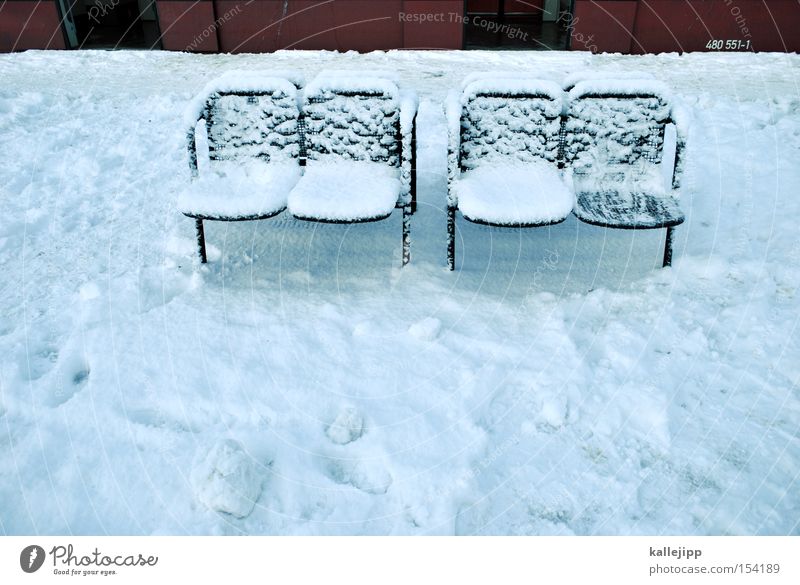 ABBA Train station Seating Chair Bench Wait Platform Snow Winter Rail transport Lateness Schedule (transport) Information Logistics Transport Public transit