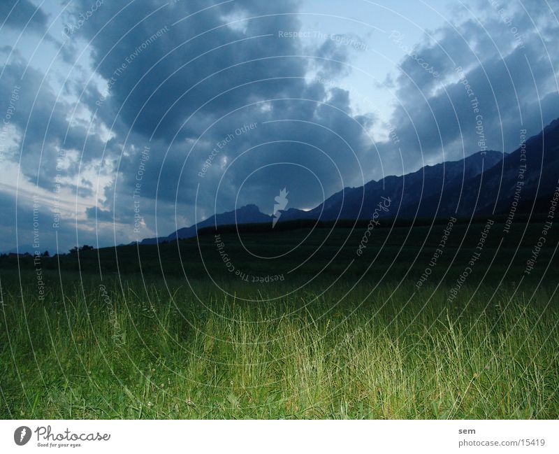 evening mood Clouds Meadow Green Mountain Evening