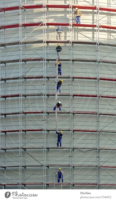 Men at work : Münster old coal bunker_03 Work and employment Working man Build Rip Arrange Craft (trade) Creativity Iron rod Industry Plaster Cleaning Scaffold