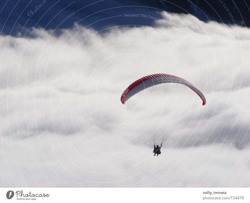 Sea of clouds Colour photo Subdued colour Exterior shot Day Deep depth of field Bird's-eye view Joy Life Leisure and hobbies Winter vacation Sports Aviation