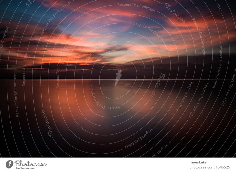 Sunset Lake Nicaragua Sky Clouds Lakeside Blue Orange Red Central America Colour photo Subdued colour Exterior shot Deserted Copy Space top Copy Space bottom