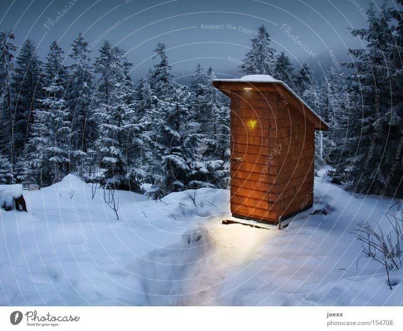 squat Winter Snow Mountain Landscape Forest Hut Heart Cold Blue Brown Yellow Black White Loneliness Fear Vacation & Travel Healthy Mobility Lanes & trails