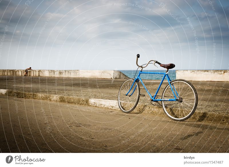 island daydreams Bicycle Masculine Boy (child) Youth (Young adults) 1 Human being 8 - 13 years Child Infancy Sky Clouds Horizon Coast Ocean Island Cuba Cycling