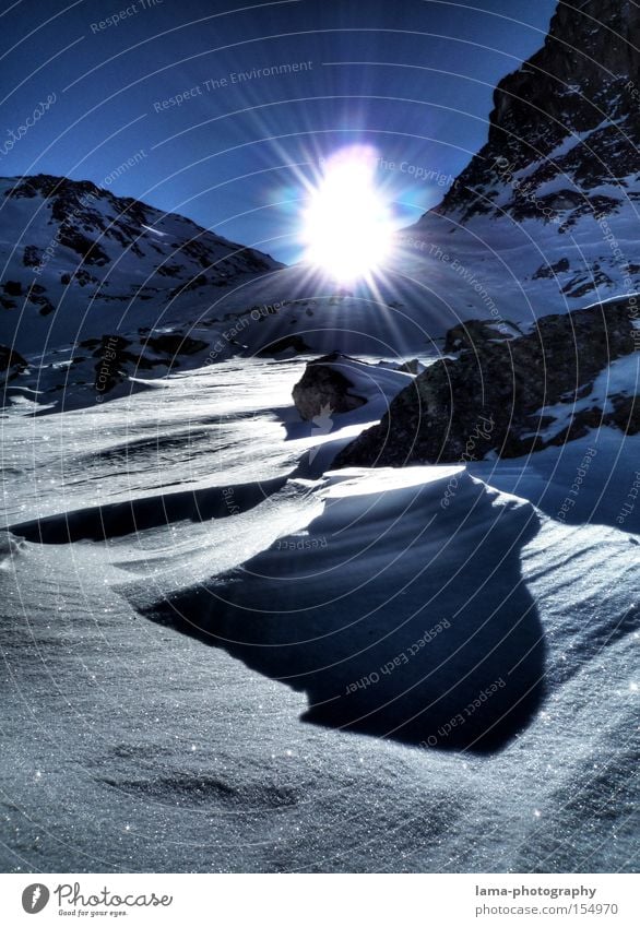 Light and shadow Sun Back-light Mountain Snow Winter Shadow Deep snow Peak Winter vacation Sunset