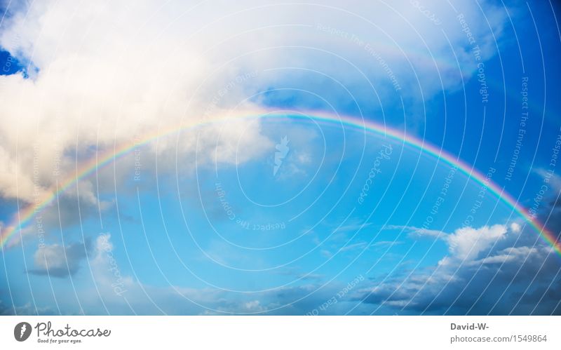 Rainbow colourful bridge variegated beautifully Belief religion Change in the weather Joy Sky Clouds