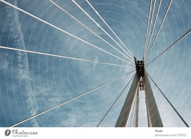 node Colour photo Subdued colour Exterior shot Day Worm's-eye view Logistics Construction site Rope Bridge Architecture Knot Network Communicate Safety Agreed