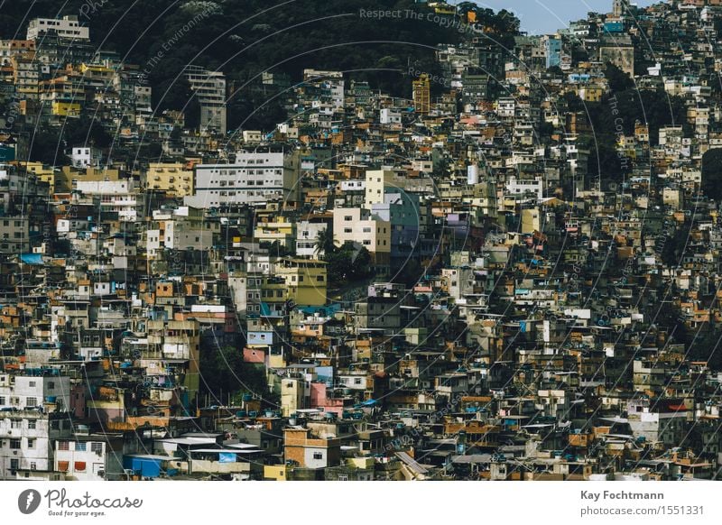 Facela Rocinha in Rio de Janeiro, Brazil Exterior shot Colour photo Poverty House (Residential Structure) Town Overpopulated Populated Slum area