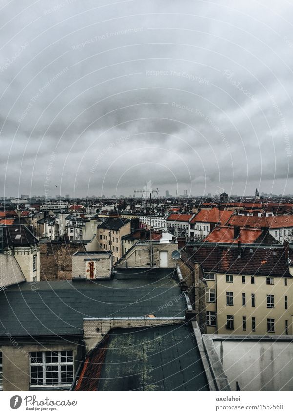 Above the roofs of Berlin Neukölln Klunkerkranich Clouds Storm clouds Germany Town Capital city Downtown Outskirts Old town Skyline