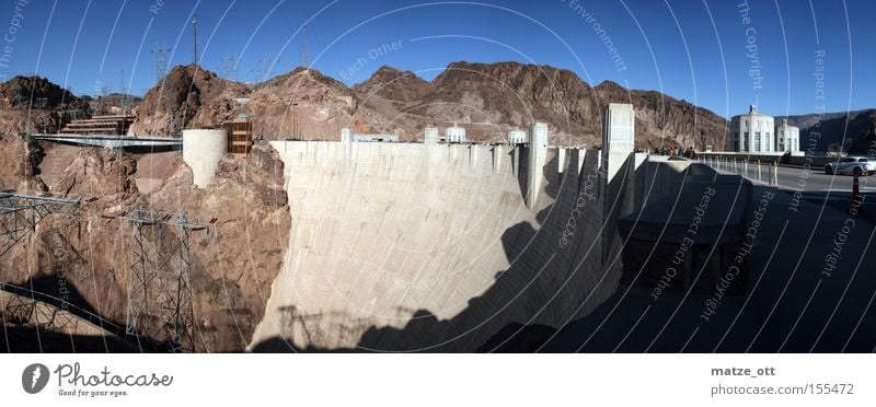 Hoover Dam Panorama USA Panorama (View) Americas Nevada Arizona Reservoir Lake Landscape Nature Concrete Manmade structures Historic hoover Large