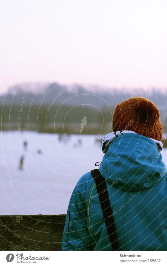 Cold times Ice Winter Cap Ice-skating Frozen Lake Envy To go for a walk Vantage point Human being Back Snow Playing Transience look of the shoulder