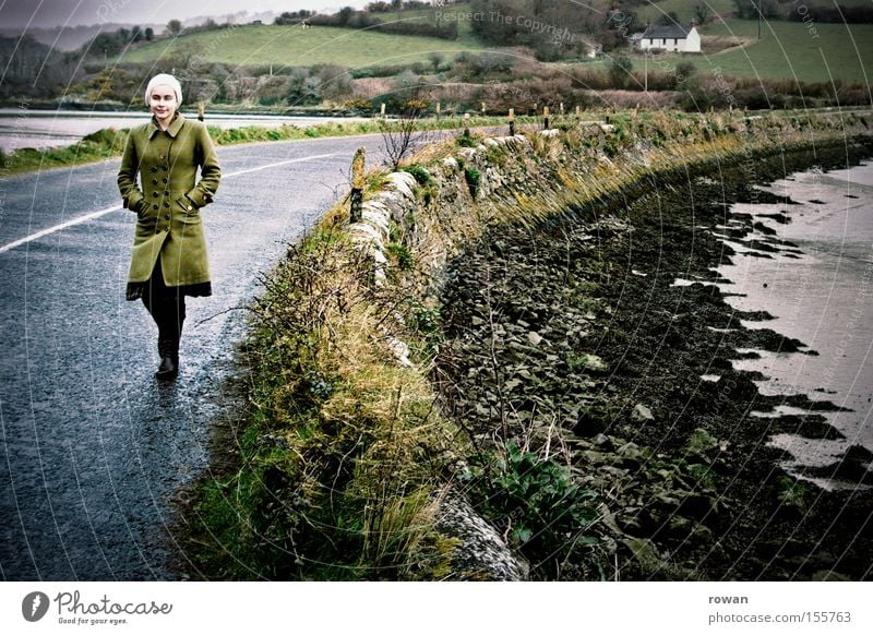 irish walk Ireland To go for a walk Going Bridge Ocean Woman Green Cold Autumn Street Sidewalk Footpath Beach Coast egg