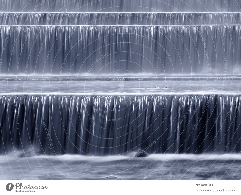 Water march Waterfall River Flow Line Height difference Crash Corner Current Long exposure Gravity Hissing Winter River Lech Barrage Weir Brook gray filter