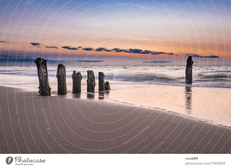 Stage at the coast of the Baltic Sea Relaxation Vacation & Travel Tourism Sun Beach Ocean Nature Landscape Water Clouds Coast Old Romance Idyll Break water Sky