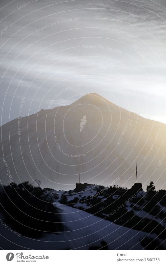 world heritage site Environment Nature Landscape Sky Clouds Beautiful weather Bad weather Wind Mountain Teide Traffic infrastructure Street Dark Tall Natural